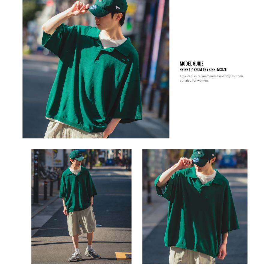 ポロシャツ メンズ NULL ヌル ニット レギュラーカラー シャツ 半袖 無地 ビッグサイズ オーバーサイズ シンプル ベーシック 古着MIX ストリート スケーター | improves | 09