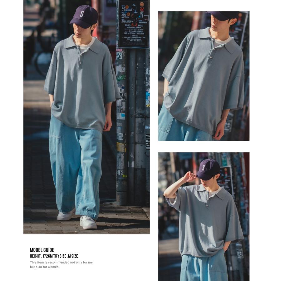 ポロシャツ メンズ NULL ヌル ニット レギュラーカラー シャツ 半袖 無地 ビッグサイズ オーバーサイズ シンプル ベーシック 古着MIX ストリート スケーター | improves | 12