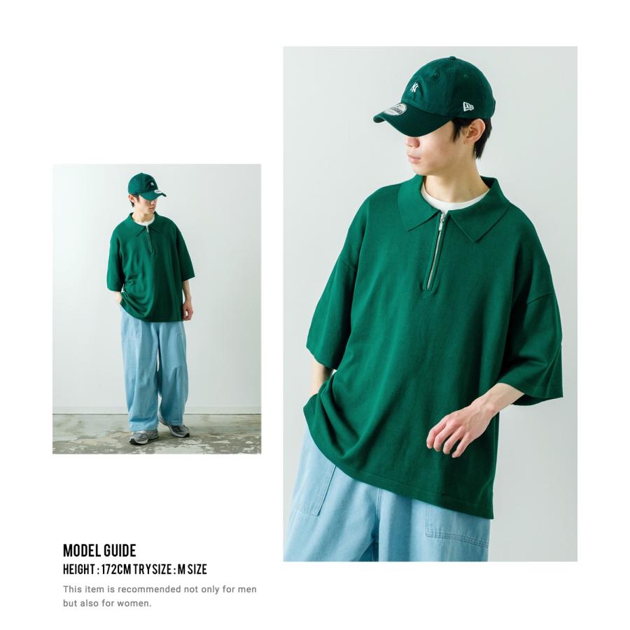 ポロシャツ メンズ NULL ヌル ニット ハーフジップ ZIP シャツ 半袖 無地 ビッグサイズ オーバーサイズ シンプル ベーシック 古着MIX ストリート スケーター | improves | 15