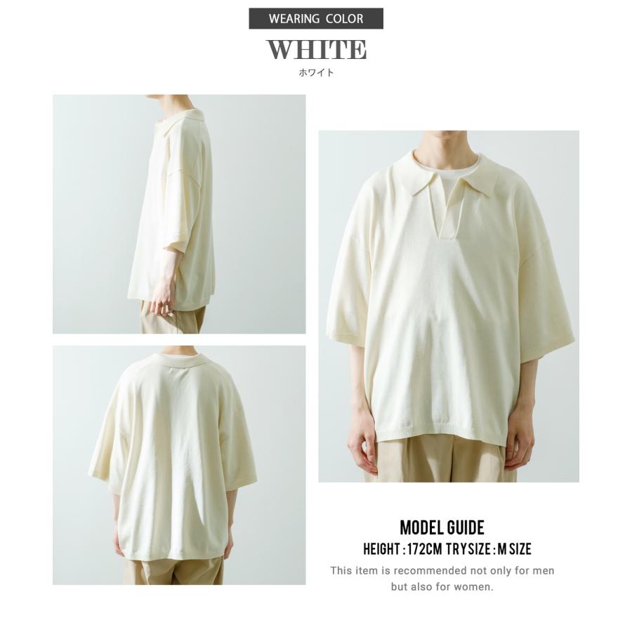 ポロシャツ メンズ NULL ヌル ニット スキッパー シャツ 半袖 無地 ビッグサイズ オーバーサイズ シンプル ベーシック 古着MIX アメカジ ストリート スケーター | improves | 16