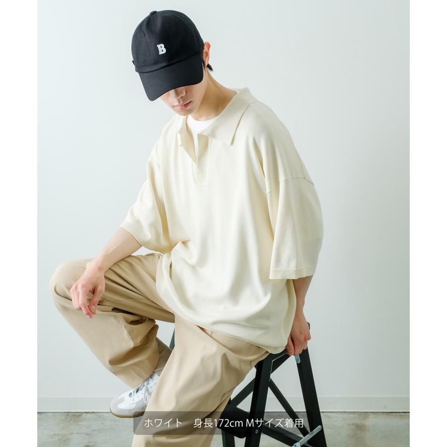 ポロシャツ メンズ NULL ヌル ニット スキッパー シャツ 半袖 無地 ビッグサイズ オーバーサイズ シンプル ベーシック 古着MIX アメカジ ストリート スケーター | improves | 17