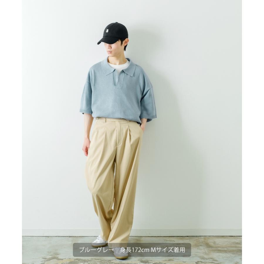 ポロシャツ メンズ NULL ヌル ニット スキッパー シャツ 半袖 無地 ビッグサイズ オーバーサイズ シンプル ベーシック 古着MIX アメカジ ストリート スケーター | improves | 19