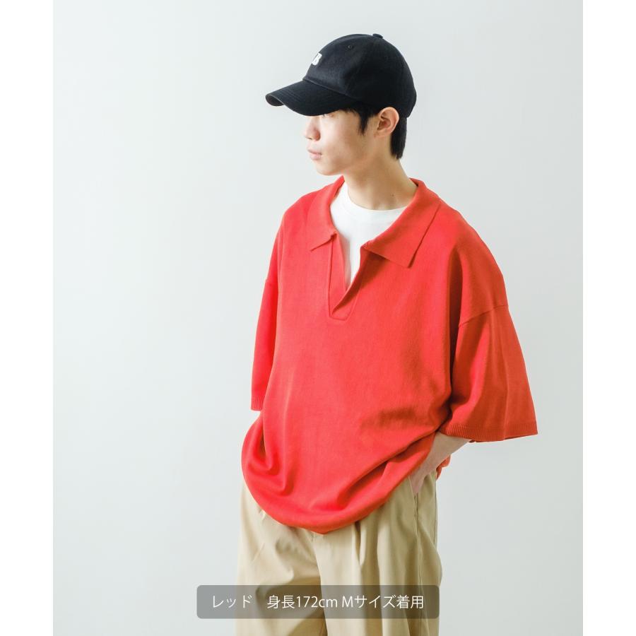 ポロシャツ メンズ NULL ヌル ニット スキッパー シャツ 半袖 無地 ビッグサイズ オーバーサイズ シンプル ベーシック 古着MIX アメカジ ストリート スケーター | improves | 21