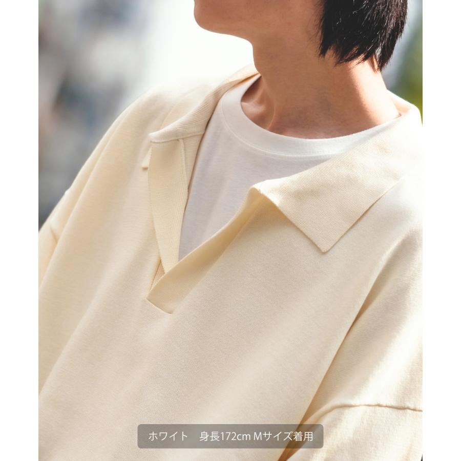 ポロシャツ メンズ NULL ヌル ニット スキッパー シャツ 半袖 無地 ビッグサイズ オーバーサイズ シンプル ベーシック 古着MIX アメカジ ストリート スケーター | improves | 08
