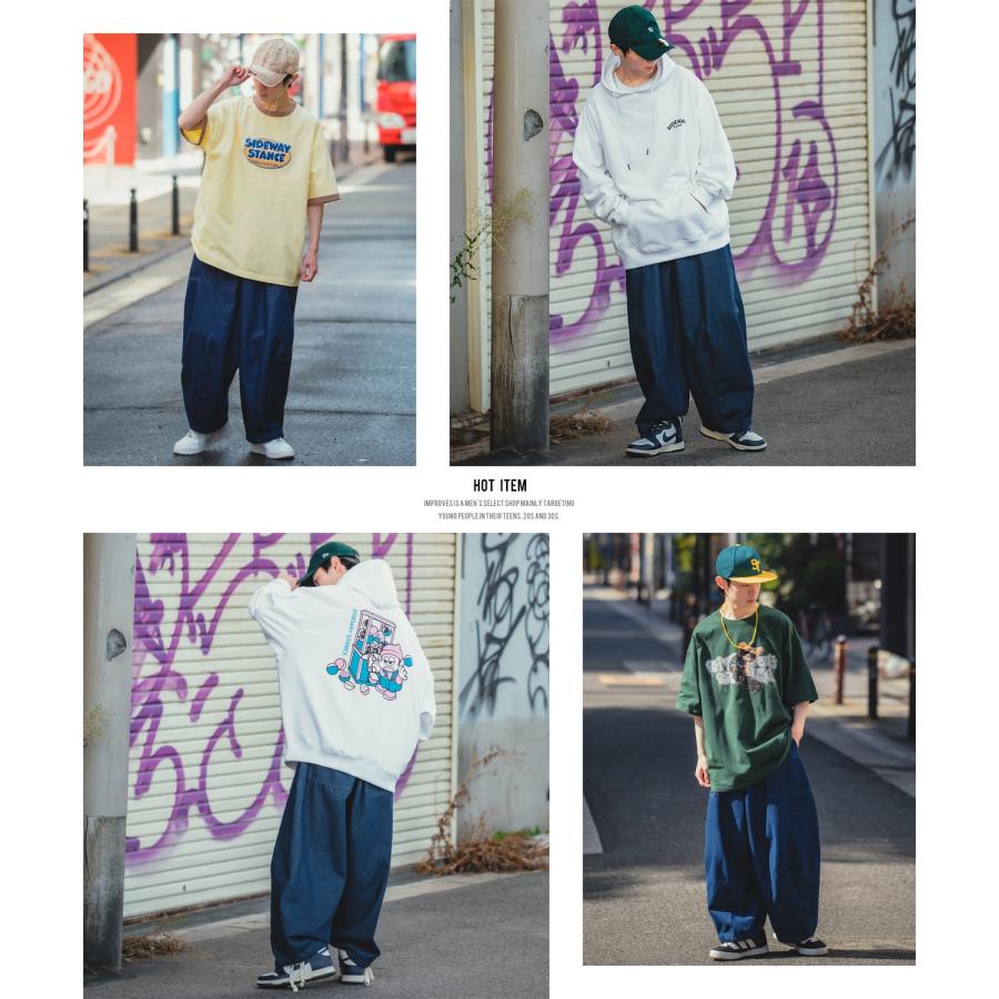 デニムパンツ メンズ UAU ワオ バルーン ワイドパンツ イージーパンツ ジーンズ ボトムス オーバーサイズ 大きめ アメカジ カジュアル ストリート 韓国 | improves | 12
