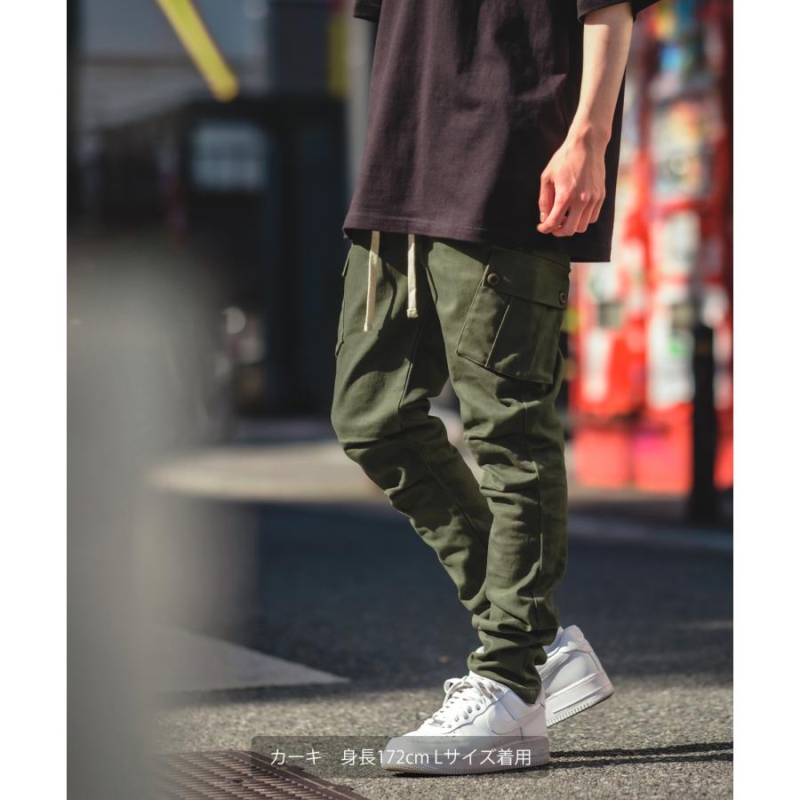 カーゴパンツ メンズ スリムパンツ テーパードパンツ ストレッチ スキニー イージーパンツ コットン ストリート ワーク ミリタリー アメカジ カジュアル | improves | 06