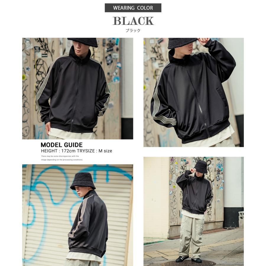 トラックジャケット メンズ UAU ワオ ライン ジャージ ジャケット トレーニングジャケット セットアップ ストリート 韓国ファッション スケーター 古着 | improves | 21