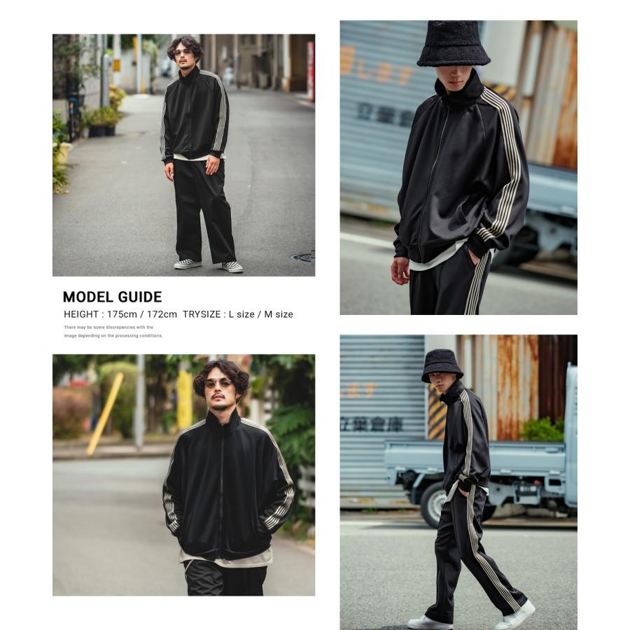 トラックジャケット メンズ UAU ワオ ライン ジャージ ジャケット トレーニングジャケット セットアップ ストリート 韓国ファッション スケーター 古着 | improves | 22