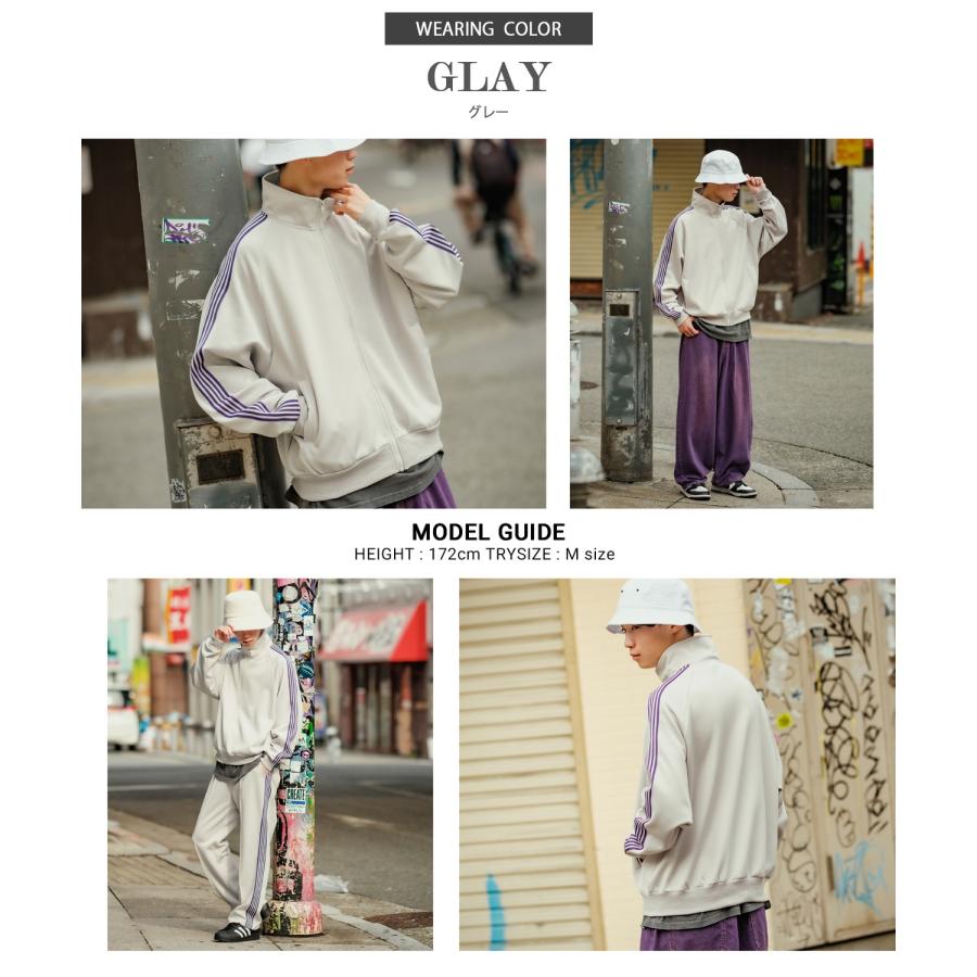 トラックジャケット メンズ UAU ワオ ライン ジャージ ジャケット トレーニングジャケット セットアップ ストリート 韓国ファッション スケーター 古着 | improves | 23