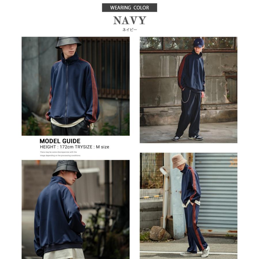 トラックジャケット メンズ UAU ワオ ライン ジャージ ジャケット トレーニングジャケット セットアップ ストリート 韓国ファッション スケーター 古着 | improves | 17