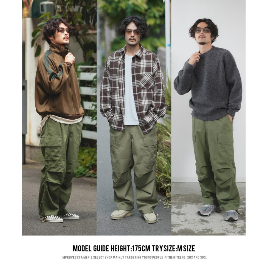 カーゴパンツ メンズ 極太 コットン ミリタリーパンツ カラーパンツ ワイドパンツ イージーパンツ 大きいサイズ ゆったり 韓国ファッション ストリート | improves | 06