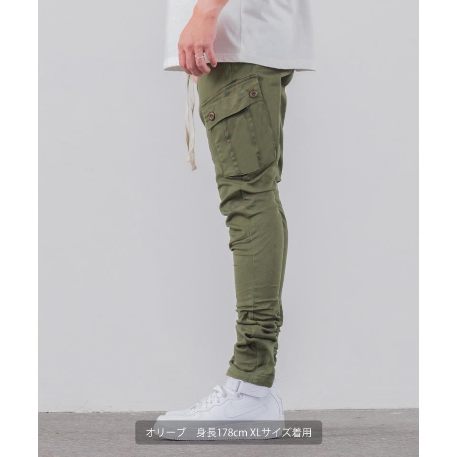 カーゴパンツ メンズ スキニー スリム ストレッチ パンツ ミリタリーパンツ イージーパンツ カラーパンツ 細身 韓国ファッション ストリート | improves | 03