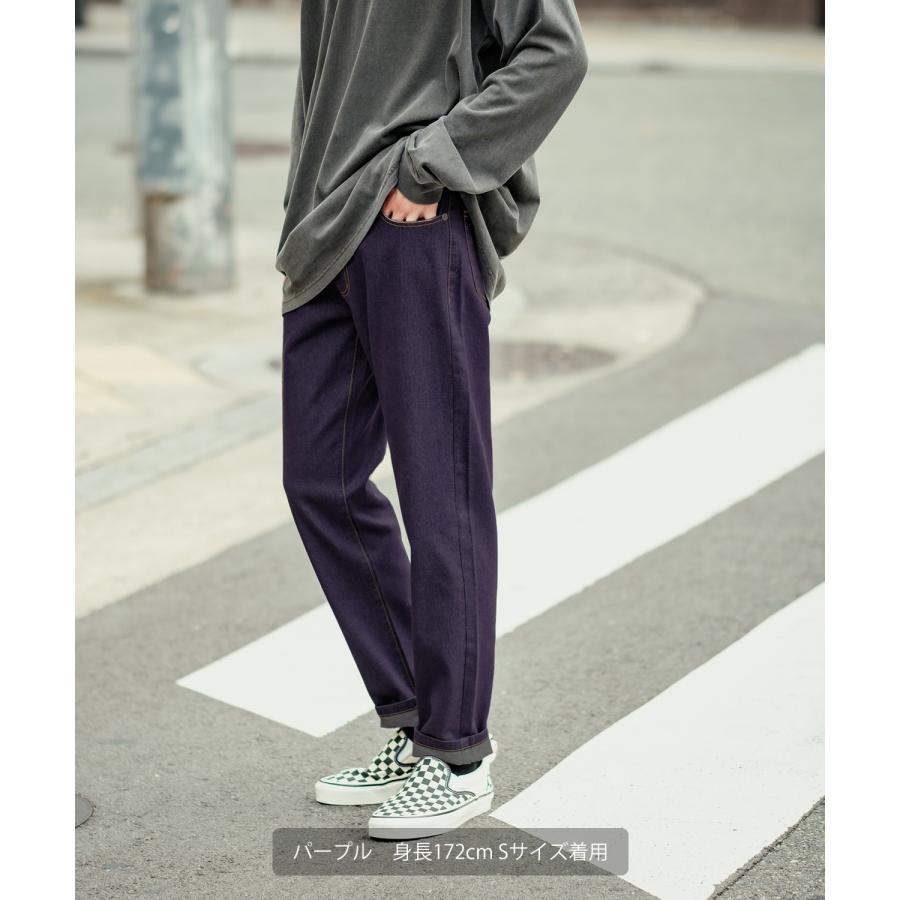 デニムパンツ メンズ UAU ワオ ストレートデニム カラーデニム ジーンズ スリム コットン ストリート アメカジ カジュアル 韓国 | improves | 15