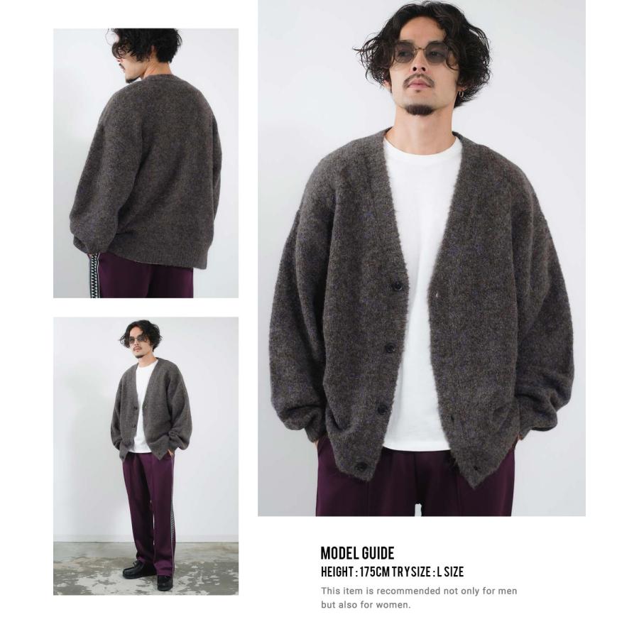 ニットカーディガン メンズ クルーネック ブークレニット 長袖 トップス オーバーサイズ ビッグサイズ 大きいサイズ ゆったり カジュアル シンプル アメカジ | improves | 09