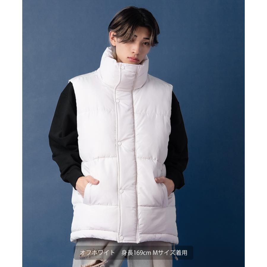 ダウンベスト メンズ UAU ワオ 中綿 フェイクダウン オーバーサイズ 大きめ カジュアル ストリート 韓国ファッション スケーター オフホワイト ブラック | improves | 13