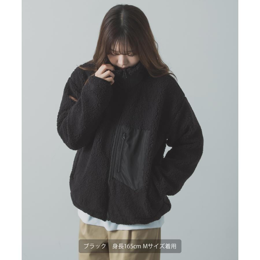 ボアジャケット メンズ UAU ワオ スタンドカラー ブルゾン アウター オーバーサイズ 大きめ アウトドア カジュアル ストリート 韓国ファッション スケーター | improves | 16