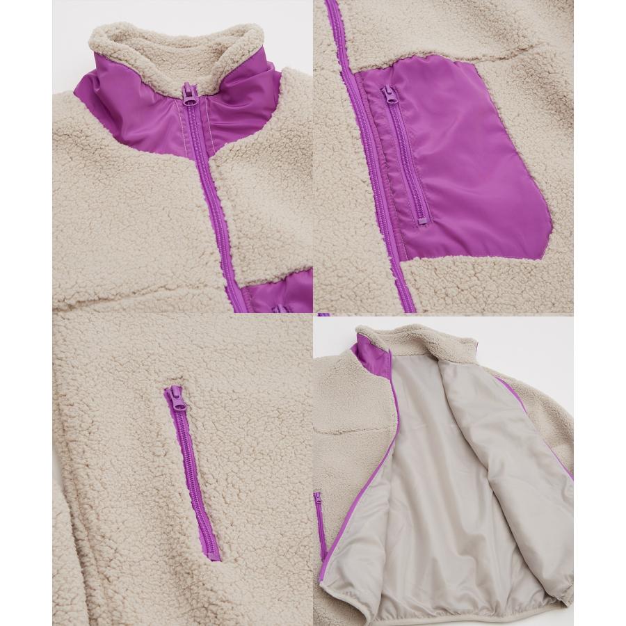 ボアジャケット メンズ UAU ワオ スタンドカラー ブルゾン アウター オーバーサイズ 大きめ アウトドア カジュアル ストリート 韓国ファッション スケーター | improves | 21