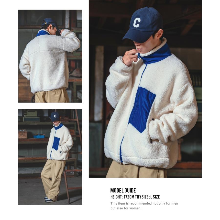 ボアジャケット メンズ UAU ワオ スタンドカラー ブルゾン アウター オーバーサイズ 大きめ アウトドア カジュアル ストリート 韓国ファッション スケーター | improves | 08