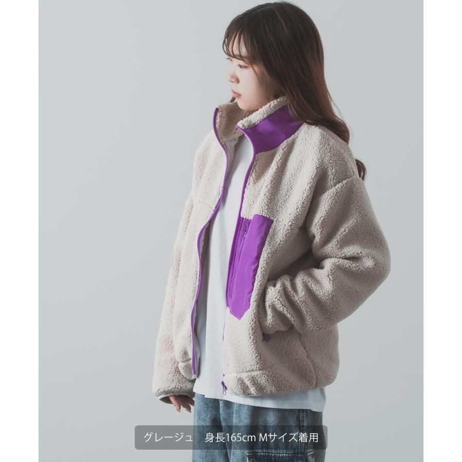 ボアジャケット メンズ UAU ワオ スタンドカラー ブルゾン アウター オーバーサイズ 大きめ アウトドア カジュアル ストリート 韓国ファッション スケーター | improves | 10