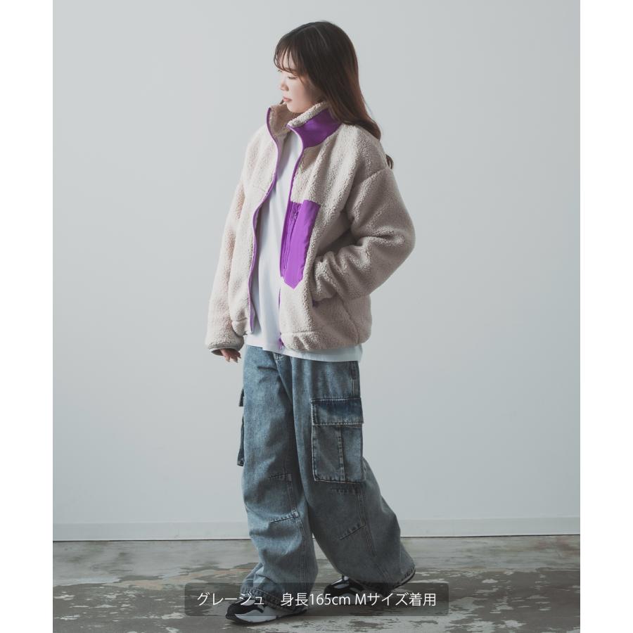 ボアジャケット メンズ UAU ワオ スタンドカラー ブルゾン アウター オーバーサイズ 大きめ アウトドア カジュアル ストリート 韓国ファッション スケーター | improves | 11