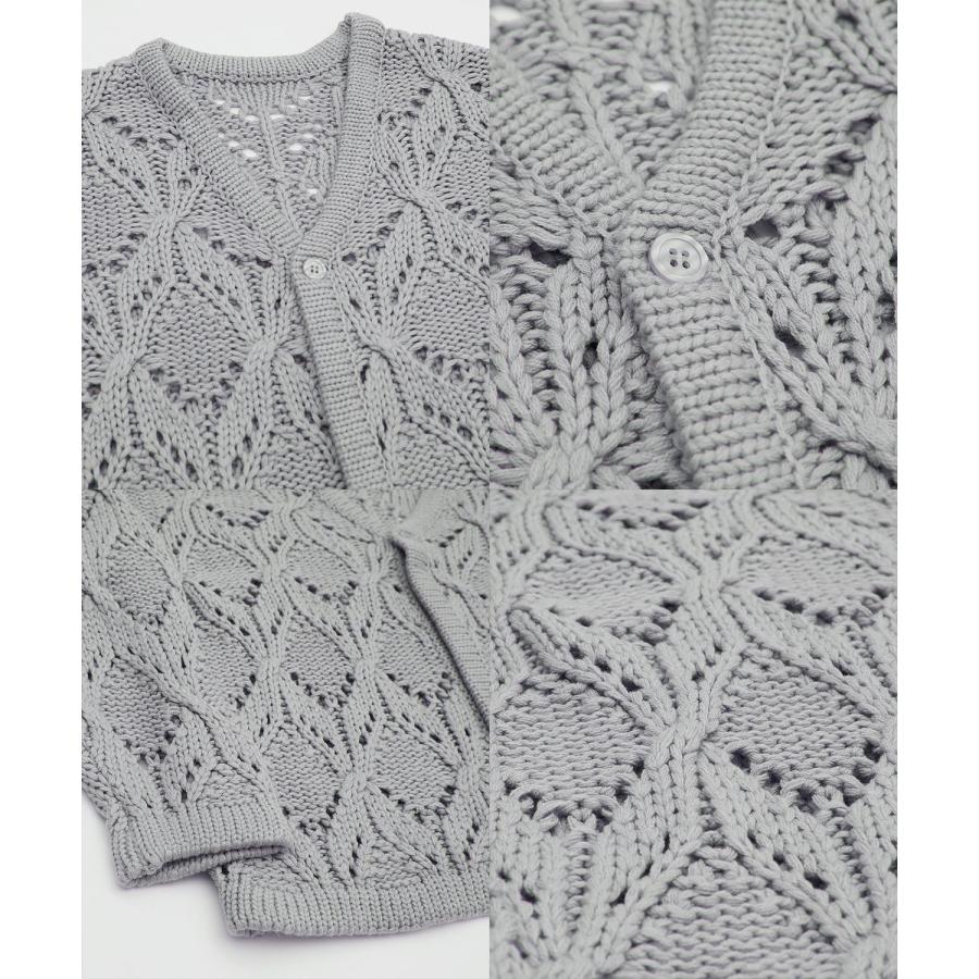 ニットカーディガン メンズ Vネック 透かし編み 長袖 トップス オーバーサイズ ビッグサイズ 大きいサイズ ゆったり カジュアル シンプル シンプル 大人 | improves | 23