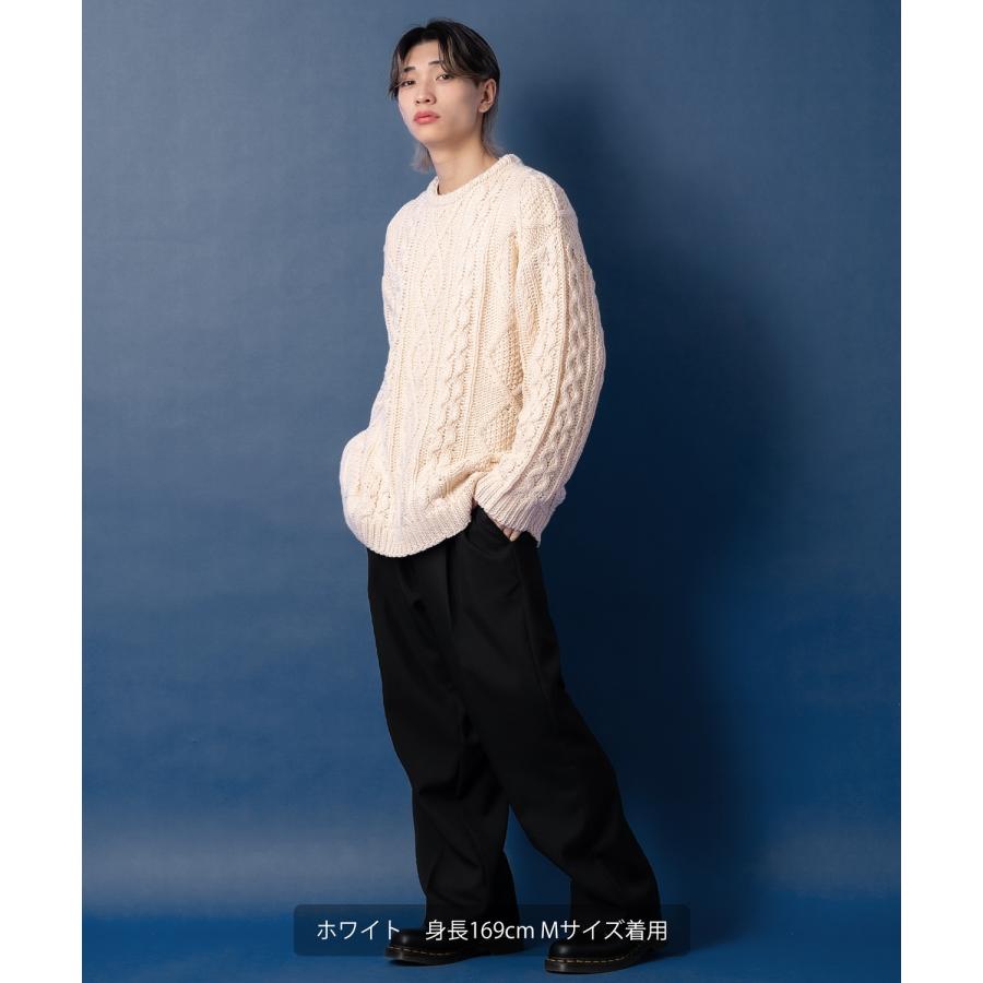 improves ニットセーター メンズ クルーネック アラン編み improves ニットセーター メンズ クルーネック アラン編み