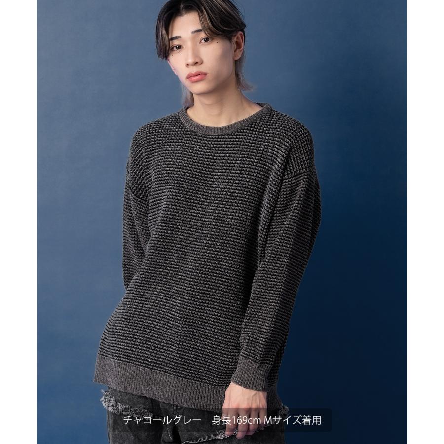 ニットセーター メンズ クルーネック モールニット ボーダー 長袖 トップス オーバーサイズ ビッグサイズ 大きいサイズ ゆったり カジュアル シンプル シンプル | improves | 15