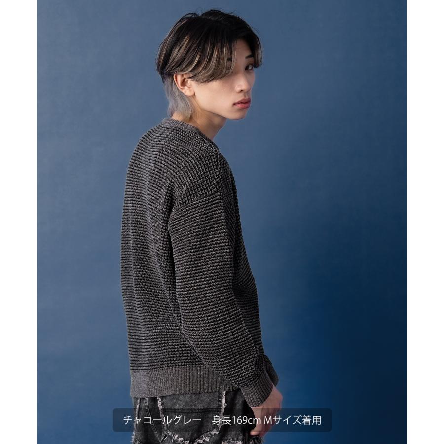 ニットセーター メンズ クルーネック モールニット ボーダー 長袖 トップス オーバーサイズ ビッグサイズ 大きいサイズ ゆったり カジュアル シンプル シンプル | improves | 16