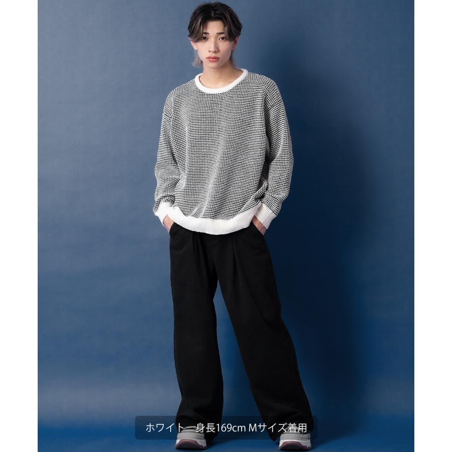 ニットセーター メンズ クルーネック モールニット ボーダー 長袖 トップス オーバーサイズ ビッグサイズ 大きいサイズ ゆったり カジュアル シンプル シンプル | improves | 12