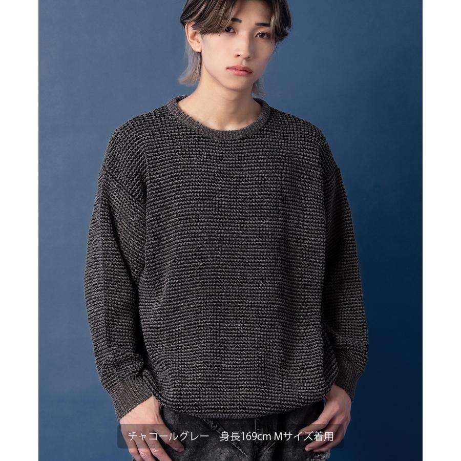 ニットセーター メンズ クルーネック モールニット ボーダー 長袖 トップス オーバーサイズ ビッグサイズ 大きいサイズ ゆったり カジュアル シンプル シンプル | improves | 13