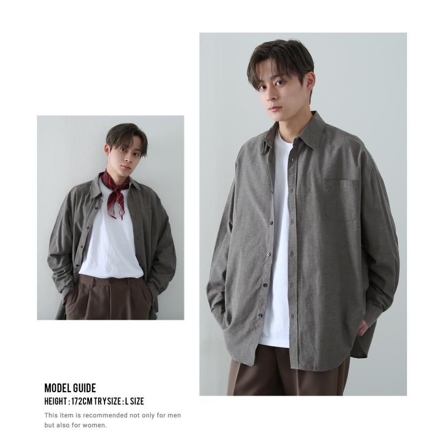 シャツ メンズ NULL ヌル ストライプシャツ 無地シャツ 長袖シャツ レギュラーカラー ゆったり 大きいサイズ きれいめ シンプル カジュアル ストリート 韓国 | improves | 22