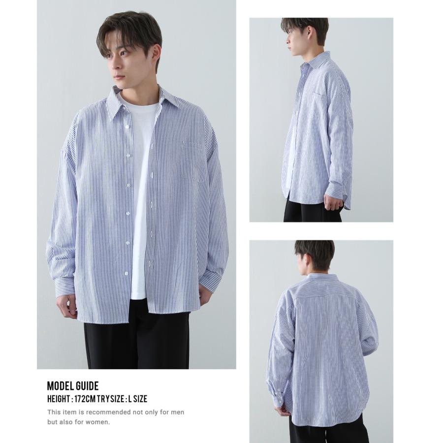 シャツ メンズ NULL ヌル ストライプシャツ 無地シャツ 長袖シャツ レギュラーカラー ゆったり 大きいサイズ きれいめ シンプル カジュアル ストリート 韓国 | improves | 08