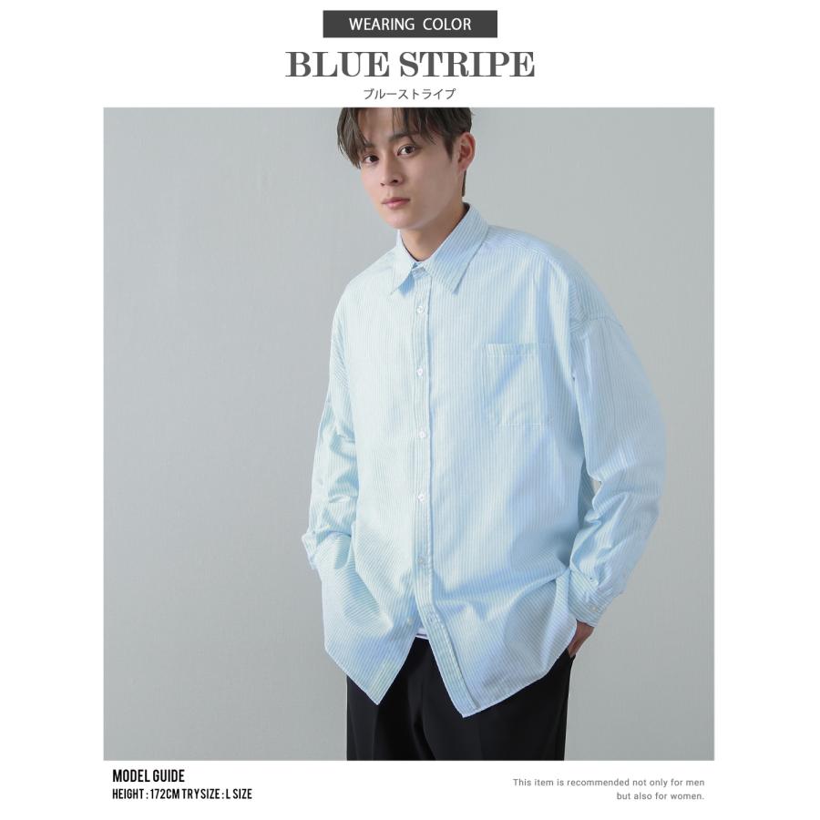 シャツ メンズ NULL ヌル ストライプシャツ 無地シャツ 長袖シャツ レギュラーカラー ゆったり 大きいサイズ きれいめ シンプル カジュアル ストリート 韓国 | improves | 09