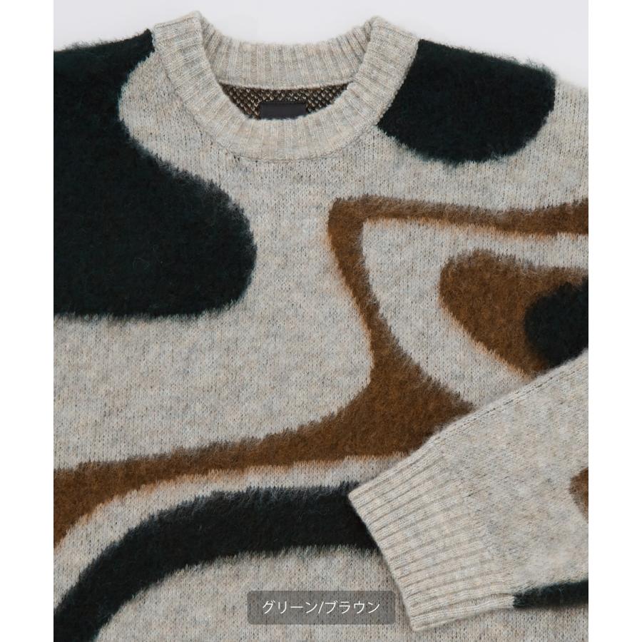 ニットセーター メンズ クルーネック マーブル柄 シャギーニット トップス ゆったり アメカジ カジュアル ストリート 韓国ファッション 古着MIX きれいめ | improves | 12