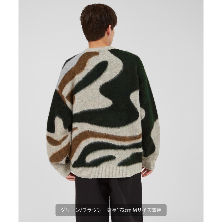 ニットセーター メンズ クルーネック マーブル柄 シャギーニット トップス ゆったり アメカジ カジュアル ストリート 韓国ファッション 古着MIX きれいめ | improves | 05