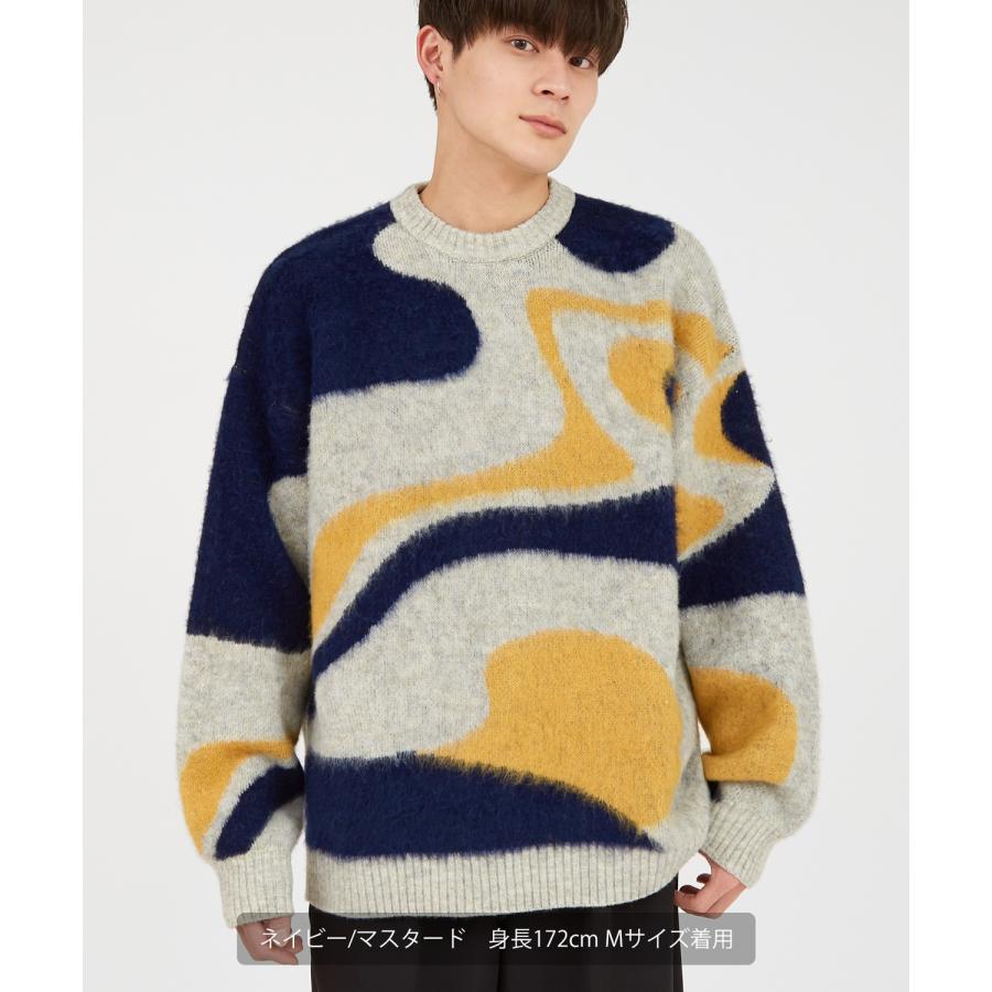 ニットセーター メンズ クルーネック マーブル柄 シャギーニット トップス ゆったり アメカジ カジュアル ストリート 韓国ファッション 古着MIX きれいめ | improves | 06