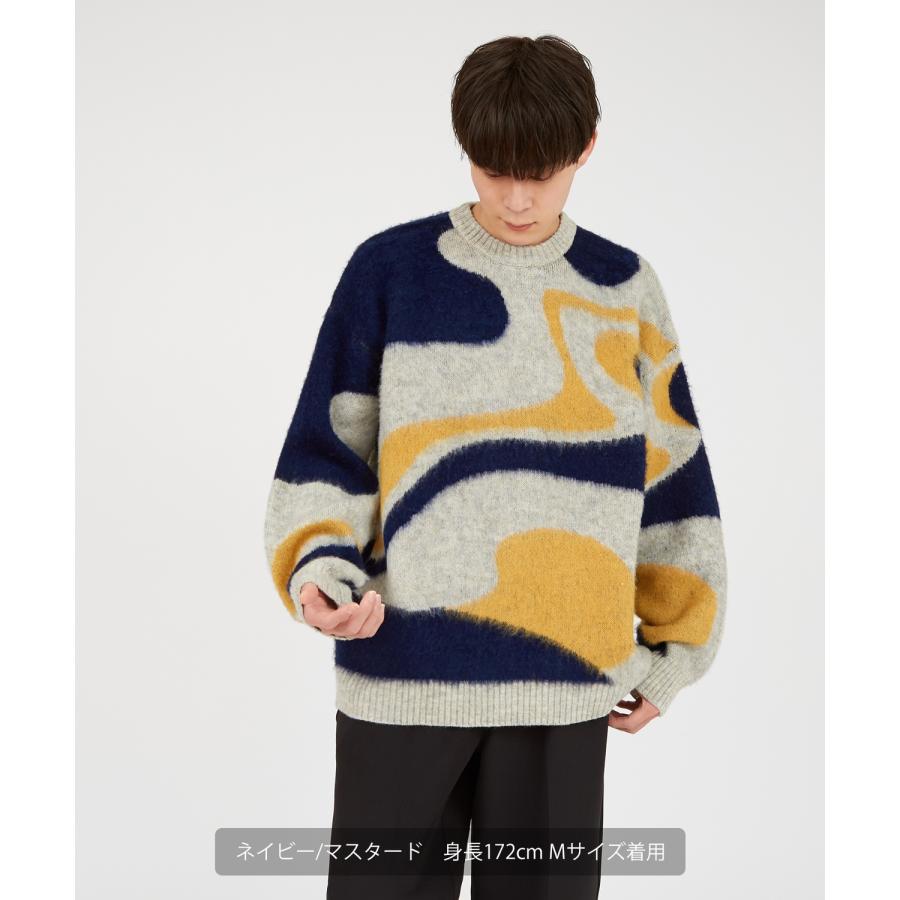 ニットセーター メンズ クルーネック マーブル柄 シャギーニット トップス ゆったり アメカジ カジュアル ストリート 韓国ファッション 古着MIX きれいめ | improves | 07