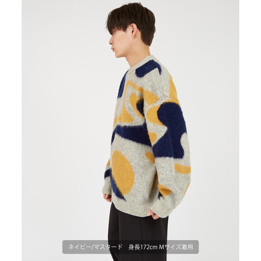 ニットセーター メンズ クルーネック マーブル柄 シャギーニット トップス ゆったり アメカジ カジュアル ストリート 韓国ファッション 古着MIX きれいめ | improves | 09