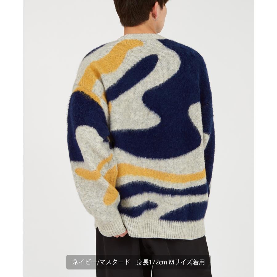 ニットセーター メンズ クルーネック マーブル柄 シャギーニット トップス ゆったり アメカジ カジュアル ストリート 韓国ファッション 古着MIX きれいめ | improves | 10