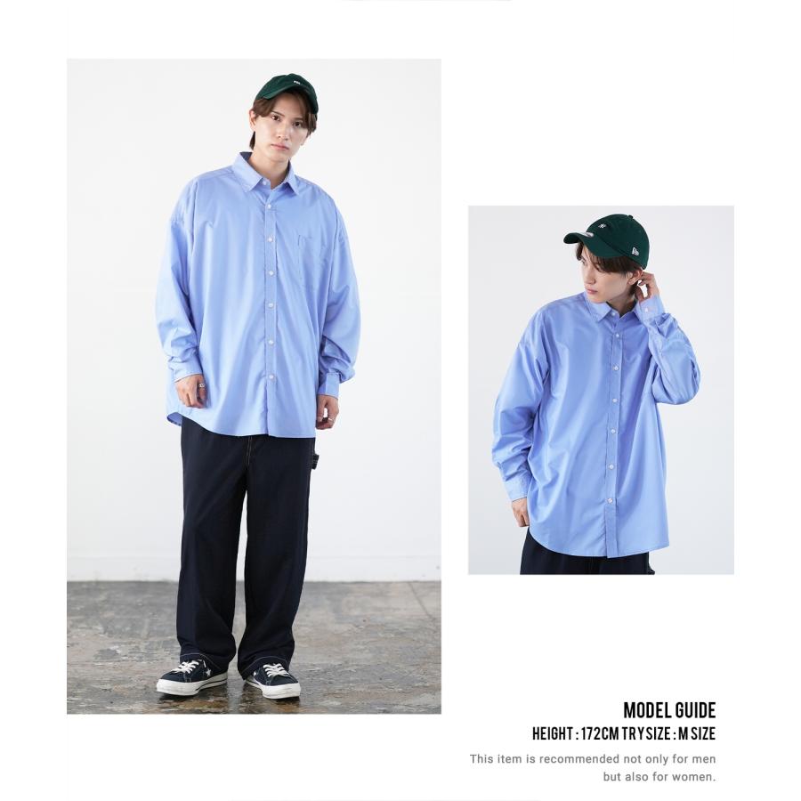 長袖シャツ メンズ NULL ヌル 無地 レギュラーカラー 速乾 接触冷感 イージーケア ビッグサイズ オーバーサイズ 大きめ アメカジ カジュアル ストリート 韓国 | improves | 17