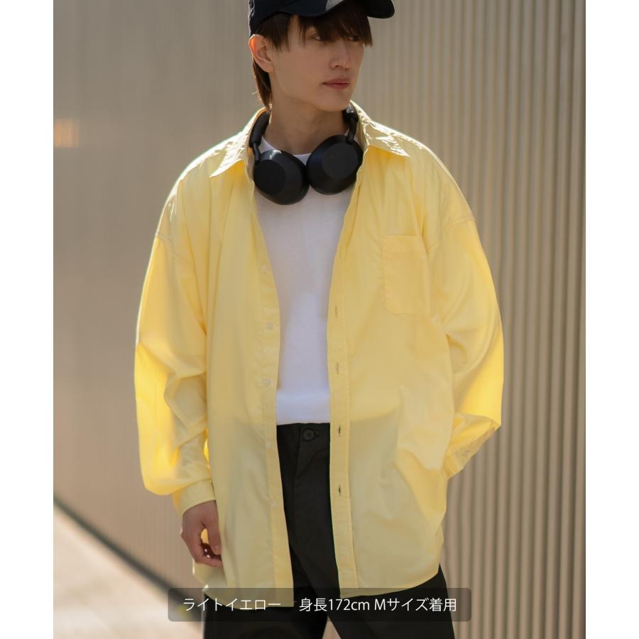 長袖シャツ メンズ NULL ヌル 無地 レギュラーカラー 速乾 接触冷感 イージーケア ビッグサイズ オーバーサイズ 大きめ アメカジ カジュアル ストリート 韓国 | improves | 18