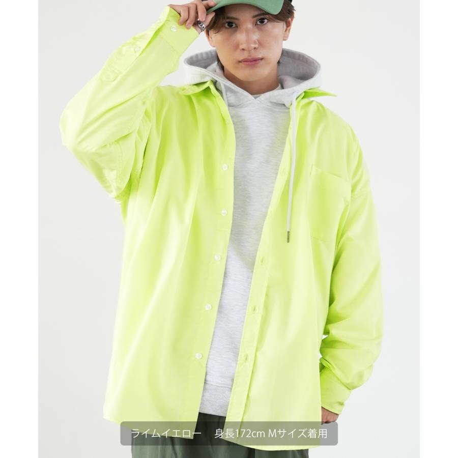 長袖シャツ メンズ NULL ヌル 無地 レギュラーカラー 速乾 接触冷感 イージーケア ビッグサイズ オーバーサイズ 大きめ アメカジ カジュアル ストリート 韓国 | improves | 20