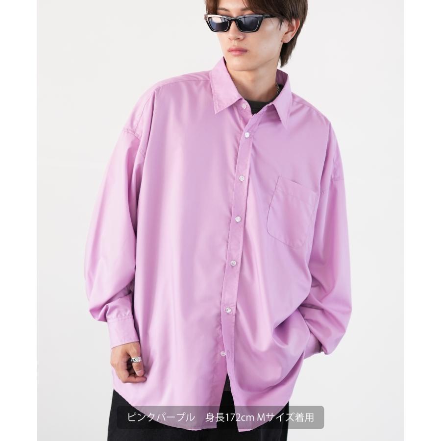 長袖シャツ メンズ NULL ヌル 無地 レギュラーカラー 速乾 接触冷感 イージーケア ビッグサイズ オーバーサイズ 大きめ アメカジ カジュアル ストリート 韓国 | improves | 22