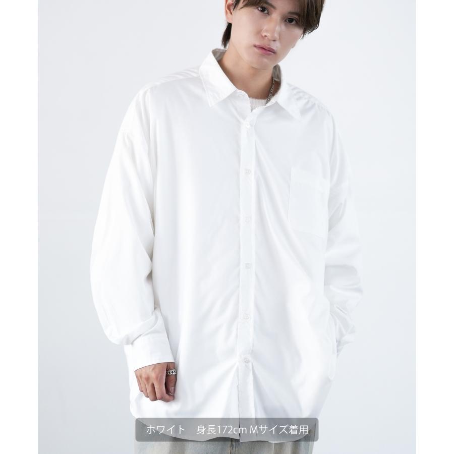 長袖シャツ メンズ NULL ヌル 無地 レギュラーカラー 速乾 接触冷感 イージーケア ビッグサイズ オーバーサイズ 大きめ アメカジ カジュアル ストリート 韓国 | improves | 08