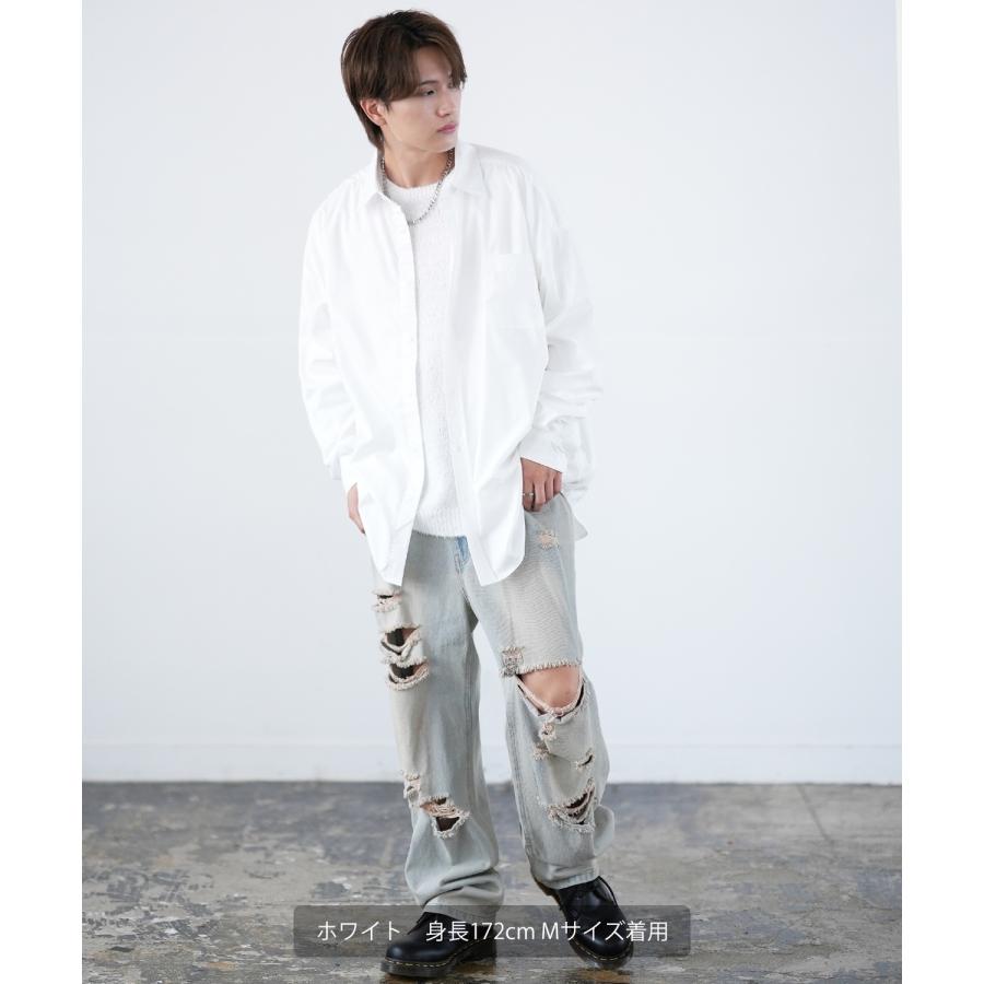 長袖シャツ メンズ NULL ヌル 無地 レギュラーカラー 速乾 接触冷感 イージーケア ビッグサイズ オーバーサイズ 大きめ アメカジ カジュアル ストリート 韓国 | improves | 10