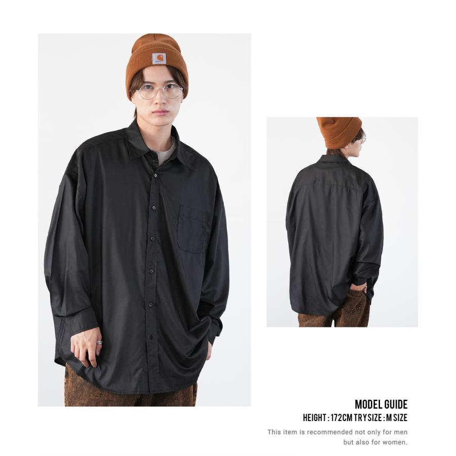 長袖シャツ メンズ NULL ヌル 無地 レギュラーカラー 速乾 接触冷感 イージーケア ビッグサイズ オーバーサイズ 大きめ アメカジ カジュアル ストリート 韓国 | improves | 12