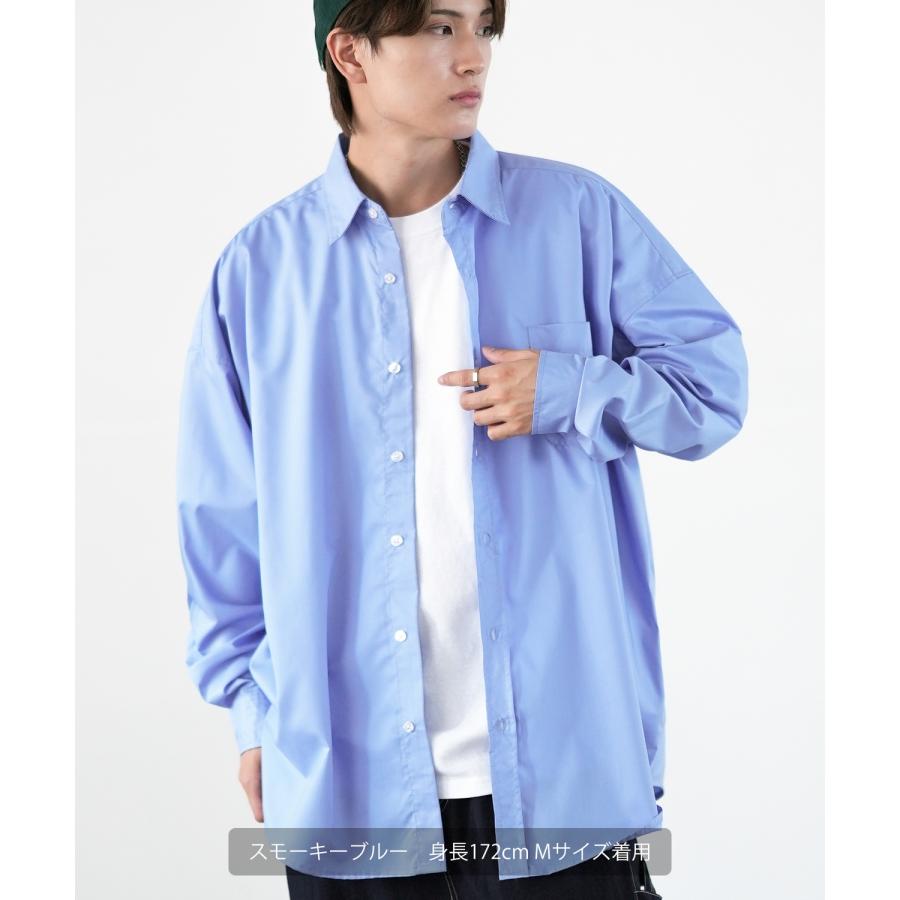 長袖シャツ メンズ NULL ヌル 無地 レギュラーカラー 速乾 接触冷感 イージーケア ビッグサイズ オーバーサイズ 大きめ アメカジ カジュアル ストリート 韓国 | improves | 16