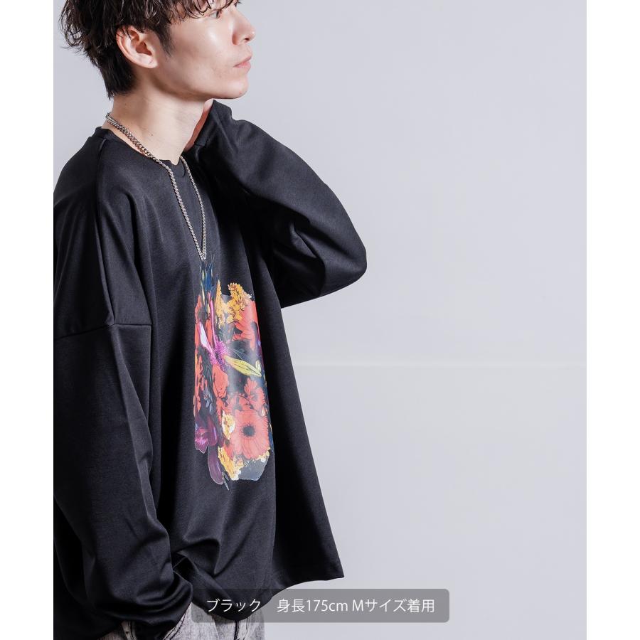 長袖Tシャツ メンズ NULL ヌル ポンチ ドルマンスリーブ フラワープリント カットソー ビッグサイズ オーバーサイズ 大きめ カジュアル ナチュラル モード 韓国 | improves | 14