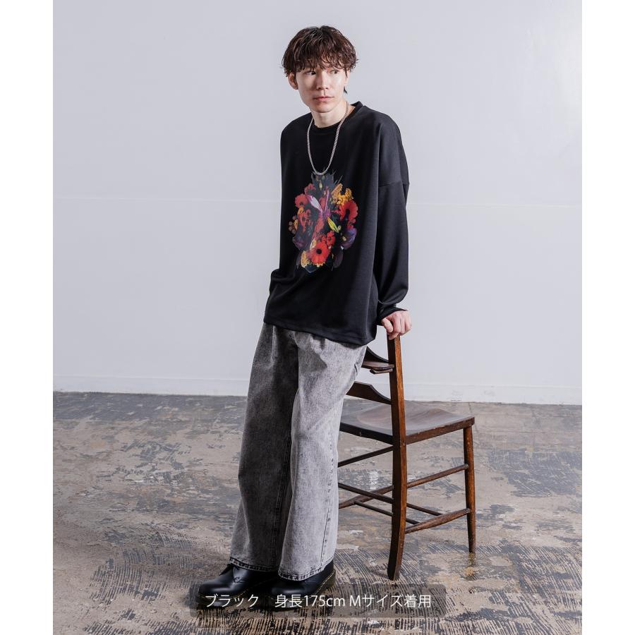 長袖Tシャツ メンズ NULL ヌル ポンチ ドルマンスリーブ フラワープリント カットソー ビッグサイズ オーバーサイズ 大きめ カジュアル ナチュラル モード 韓国 | improves | 15