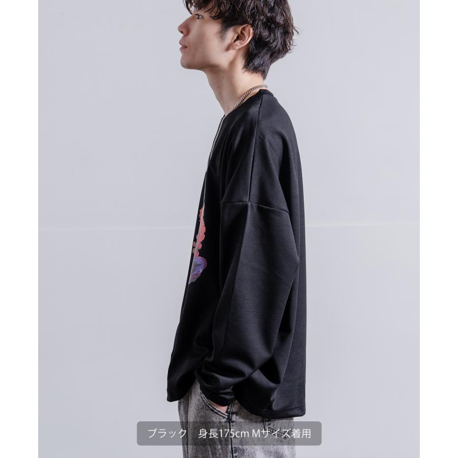 長袖Tシャツ メンズ NULL ヌル ポンチ ドルマンスリーブ フラワープリント カットソー ビッグサイズ オーバーサイズ 大きめ カジュアル ナチュラル モード 韓国 | improves | 11